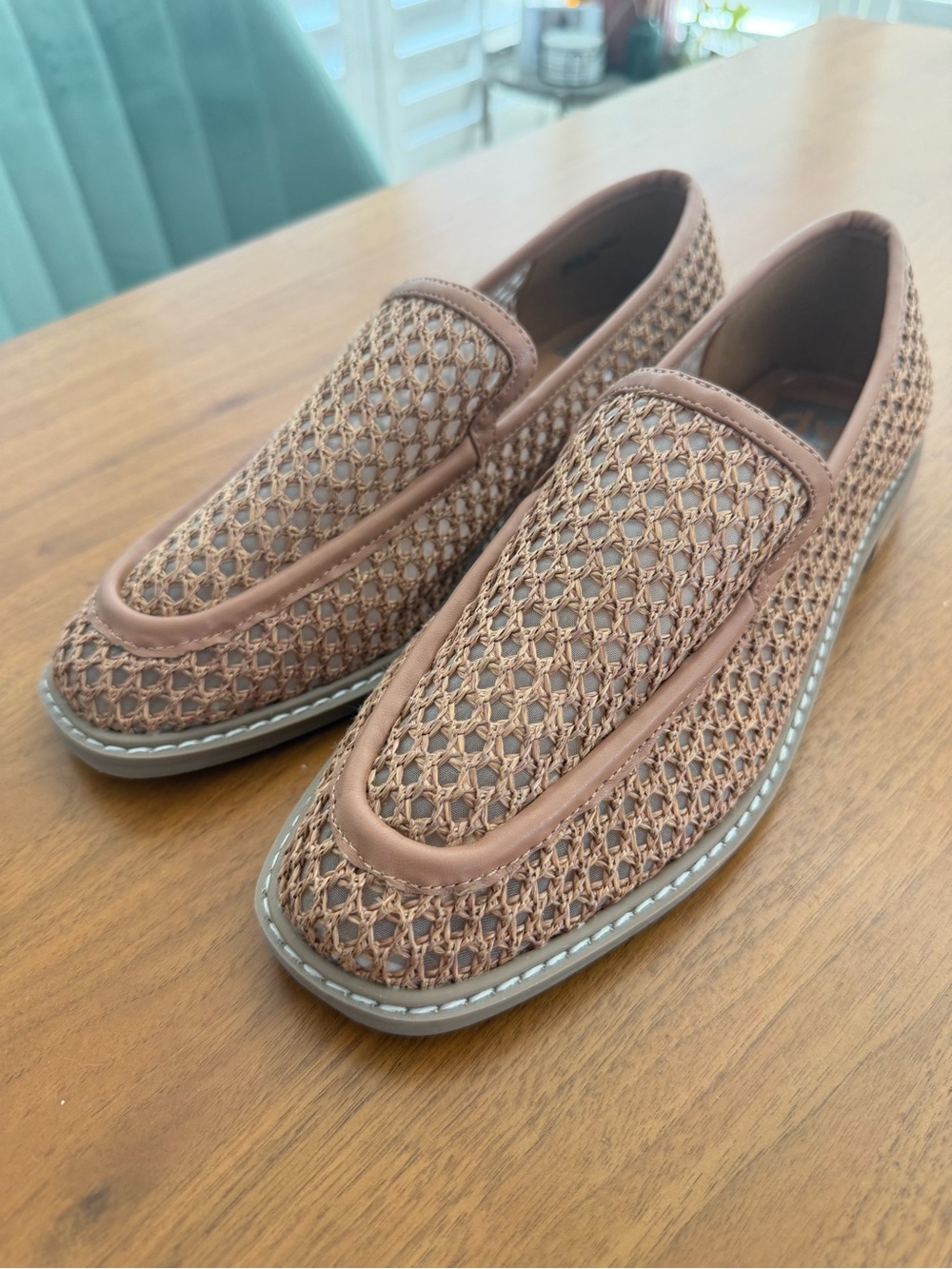 Woven Slip-On Loafers in Tan